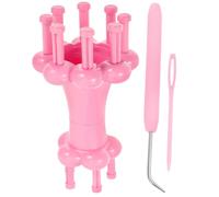 ROMISBABA Herramienta de Tejer de Plástico Rosa para Tejedora de Hilo con Aguja y Gancho, Set 1 para Hacer Bufandas y Pulseras, Resistente y Divertida para Amantes del Tejido