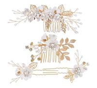 ROMISBABA Horquillas para el pelo con diamantes de imitación y peinetas white para novia, accesorio elegante para bodas y fiestas, 1 set de aleación y perlas artificiales