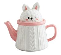 ROMISBABA Jarra de Cerámica con Diseño de Conejo Tetera para Agua Fría y Bebidas Capacidad Grande para Hogar Oficina y Restaurante con Asa Ergonómica y Taza Tapa Multifunctional