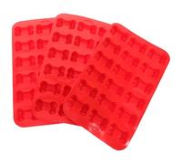 ROMISBABA Juego de 3 Moldes de Silicona Forma Hueso para Galletas Fondant y Cubitos de Hielo Resistentes al Horno y Congelador Color Rojo Utensilios para Repostería y Manualidades en