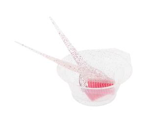 ROMISBABA Juego de 3 Piezas para Teñir el Cabello Pincel y Tazón Rosa de Plástico, Diseño Grueso para Mezclar Tinte de Cabello en Procesos de Coloración y Mechas