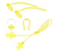 ROMISBABA Juego de 4 Piezas Tapones Oídos y Pinza Nasal para Natación Unisex para Adultos Color Amarillo Silicona Flexible y Sellado Hermético Adecuado para Protección Acuática