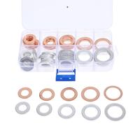 ROMISBABA Juego de Arandelas para Tapón de Drenaje de Aceite Juntas de Aluminio y Cobre Surtido para Automóviles Incluye Varias Medidas Sellado Estanco y Duradero para Mantenimiento