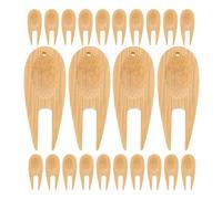 ROMISBABA Kit de 25 Piezas Horquilla de Bambú para Reparar Marcas de Divot en Campos de Golf Herramienta Portátil para Césped Marcador de Bolas Integrado Adecuado para Cuidado y