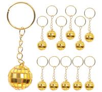 ROMISBABA Llaveros Diseño de Espejos 12 de Bola de Discoteca Dorados Estilo Retro Años 70 , para Fiestas Temáticas y Decoración Elegante