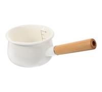 ROMISBABA Olla Pequeña Esmaltada de 1000Ml Mango de Madera Cacerola Antiadherente para Leche y Sopa Mini Cacerola Multifunción para Cocina y Alimentos Calientes