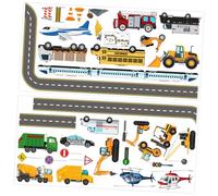 ROMISBABA Pegatinas Decorativas para Pared de Vehículos de Construcción Juego de 2 Unidades 30X60 CM Pegatina Cognitiva de Excavadora y Semáforo para Habitación Infantil y Dormitorio