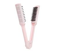 ROMISBABA Peine Alisador Herramienta Dual para Cabello Liso y Rizado en Forma de V de Plástico Rosa Portátil y Plegable para Mujeres Adecuado para Uso Diario y Viajes
