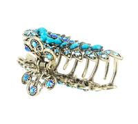 ROMISBABA Pelo Clip de Mandíbula de Aleación Elegante y Estiloso Gemas de Imitación Retro Azul para Accesorios de Cabello Mujer en Cumpleaños