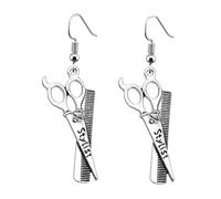 ROMISBABA Pendientes Colgantes con Gancho para Oreja Diseño Tijeras y Secador Accesorios de Moda para Mujer Cómodos y Únicos para Diario y Fiestas