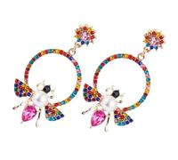 ROMISBABA Pendientes de con Diseño de Abeja y Circonitas Colgantes Geométricos para Mujer y Niñas Accesorios de Joyería Elegantes y Cómodos