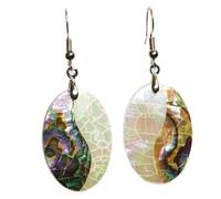 ROMISBABA Pendientes De Concha De Abulón Elipse Naturales Para Mujer y Niña, Joyería De Moda Verde y Blanco, Colgantes Ligeros Elegantes Para Uso Diario y Ocasiones Obsequios