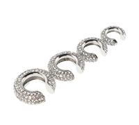 ROMISBABA Pendientes Ear Cuff sin Perforación para Mujer 4 Pares Tamaño 13-21 CM Gemas de Imitación Diseño C en Alambre Blanco Joyas Elegantes para Fiesta y Uso Diario