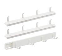 ROMISBABA Perchero Extraíble con 3 Ganchos Deslizantes, Gancho Ajustable de 4 Puntas para Armario, Estante Extensible para Cocina, Baño y Lavandería, Sistema de Riel Deslizante Adhesivo