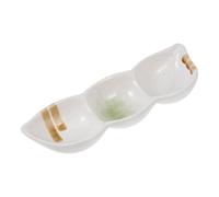 ROMISBABA Plato de Condimentos de Cerámica Práctico para Salsas y Aperitivos con Diseño de Triple Compartimento Adecuado para Combinar Vajillas Modernas Reutilizable