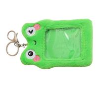 ROMISBABA Porta de 3 de Funda Diseño Tarjetas Peluche de Rana Verde Protectora Transparente Pulgadas, Adecuado para Tarjetas de Identificación y Transporte
