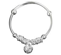 ROMISBABA Pulsera de Brazalete para Niños Campana, Pulsera Unisex de Cobre Plateado, Cómoda para Bebés y Recién Nacidos, Joyería Infantil para Obsequio y Uso Diario