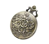 ROMISBABA Reloj De Bolsillo Vintage Cadena De Aleación, Diseño Retro Patrón De Rosa, Cuarzo Preciso, Colgante Ligero para Obsequio, Uso Diario y Colección, Color Cobre Antiguo