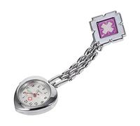 ROMISBABA Reloj De Enfermera De Aleación Colgante Forma De Corazón, Puntero Luminoso, Color Morado Diamante, Portátil para Uso Médico y Cuidado Profesional