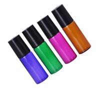 ROMISBABA Rodillo Color Aleatorio en Viajes y Actividades al Aire Libre Set de 4 Botellas de Vidrio de 5ml Portátiles Prueba de Fugas, Ideales para Perfume y Agua Médica