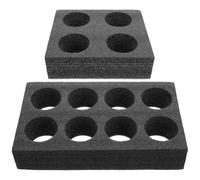 ROMISBABA Soporte para Tazas de Bebidas 2 Piezas Lana de Perla Negra, Portavasos Comercial para Café y Té Leche, Bandejas para Llevar 4 y 8 Agujeros, Suministro Práctico para Picnic
