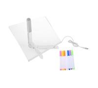 ROMISBABA Tablero de Escritura Acrílico Transparente USB con Luz LED Borrable y Incluye Rotuladores de Colores para Mensajes y Notas Oficina y