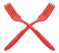 ROMISBABA Tenedor de Cocina y Superficie Suave Curva Elegante de Silicona Rojo Resistente al Desgaste, Pack de 2 Piezas para Cocinar Pasta y Mezclar Ensaladas