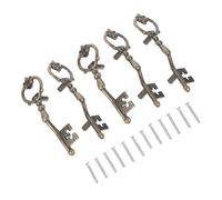 ROMISBABA Tiradores Vintage para Muebles Diseño Único de Llave, Aleación de Zinc Dorada, 5 Piezas para Cajones y Armarios de Cocina o Baño, Fácil Instalación