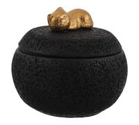 ROMISBABA Urna para Mascotas de Cemento 350 Ml Forma de Gato Negra Caja Conmemorativa para Cenizas de Perro y Gato Sello Hermético para Almacenamiento Seguro Recuerdo Portátil para