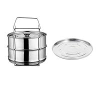 ROMISBABA Vaporera de Acero Inoxidable de Doble Capa Diseño de Rejilla Múltiple para Cocinar al Vapor Alimentos, Contenedor de Vapor Funcional y Duradero Color Plata
