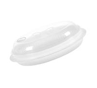 ROMISBABA Vaporera Tapa de Pp Blanco, Grande, Apta para Microondas, Fácil de Limpiar Disipación de Calor, para Uso Doméstico, Vaporera de Pescado y Plato de Pescado al Vapor en Microondas