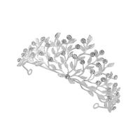 ROMISBABA wedding gemas fiesta diademas elegantes the crown party novia oro rosa dama de honor joyas de oro para mujer pétalos de rosa de seda tiara para mujer tiaras pedrería Silver