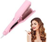 Rommantic French Egg Roll Curling Iron, 32mm Egg-Roll Hairstyle Water Ripple V-Shaped, Fast Heating, Hair Curler Crimper Styling Tools & Appliances with Multifunctions (Pink)