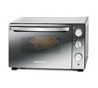 ROMMELSBACHER Back & Grill BGS 1500 - Horno de bajo consumo y eficiente, antiadherente, 6 tipos de calor, pincho giratorio, temporizador de 120 minutos, doble acristalamiento, plata, 1500 W, acero