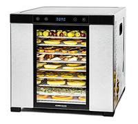 ROMMELSBACHER Deshidratador DA 1000, superficie de secado XXL de 1,6 m², incluye 10 bandejas de deshidratación de acero inoxidable, 2 deshidratadores, 2 esteras, pantalla LED, temporizador de 24