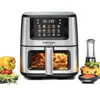 ROMMELSBACHER Freidora de aire caliente FRH 1850, cesta de freír XXL 7,5 l para 1 kg de patatas fritas, 40 a 230 °C, 10 programas, ventana, iluminación interior, sin PFAS, distribución uniforme del