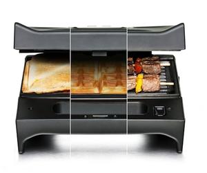 ROMMELSBACHER Multi Toast & Grill SWG 700 'Max' - 3 placas intercambiables antiadherentes para sándwiches, gofres belgas, a la parrilla, 700 W, color negro y acero inoxidable
