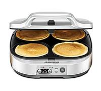 Rommelsbacher Pancake Maker PC 1800, 4 bandejas de 13,5 cm de diámetro, Revestimiento Antiadherente, Temporizador de 15 Minutos, Apagado automático, 1800 W, Color Plateado