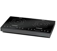 ROMMELSBACHER Placa de cocción doble CT 3402/IN, inducción, vitrocerámica, control táctil, detección de cacerolas, 10 niveles de potencia, 10 niveles de temperatura 60-240 °C, temporizador, asas