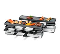 ROMMELSBACHER RC 1600 - Parrilla raclette fun for 4+4 (parrilla de mesa, para 8 personas, ampliable, cubierta de aparcamiento, plancha de aluminio fundido a presión, con revestimiento antiadherente