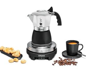Rommelsbacher Set de regalo RK 505/K, mini placa de cocción de 80 mm de diámetro, regulable sin niveles, jarra original Bialetti Moka, 90 ml, sistema de preparación para la formación de crema, color