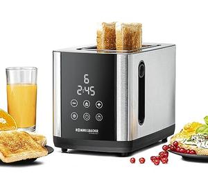 ROMMELSBACHER TOASTER TO 850, 2 ranuras grandes para pan hasta XL tostadas, centrado automático de rebanadas de pan, pantalla LED, visualización de cuenta regresiva, 9 niveles, nivel de descongelación