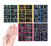 Rommpecabezas Metálico - Rompecabezzas Metálico 40 Piezas, Anillos Encastre Cerebro, Almacenamiento + Guías, Acero Carbono Niquelado - para Test Lógica & Familia