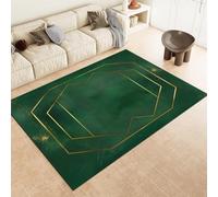 ROMOER Verde Esmeralda Geometría De Oro De Mármol Alfombra De Área Lavable Sin Deslizamiento Estera De Piso De Pila Corta para Dormitorio Cocina Y Oficina,
