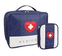 Romon 2 Piezas Bolsa Primeros Auxilios Portátil, Botiquín de Primeros Auxilios Vacio, Impermeable Gran Capacidad Botiquín Médico Vacío, Bolsa Médico de Emergencia para Hogar, Oficina, Airelibre (Azul)