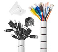 Romon 2 Piezas Cubre Cables Espiral, 22-28 mm*3 M Funda Cables, con 1 Clip Guía, Tubo Flexible en Espiral para TV PC