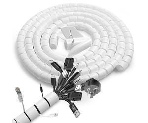 Romon 2 Piezas Cubre Cables Espiral, 22mm*1.5 M Funda Cables, con 1 Clip Guía, Tubo Flexible en Espiral para TV PC