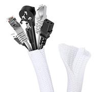 Romon 3m Cubre Cables, 13-22mm Expandible Trenzada Funda Cables, Auto-Cierre Ocultar Organizador Cable, Esconde Cables para PC Office Cine, Proteja al Perro Gato de los Cables de Masticación- Blanco