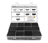 Romon 650 Piezas Tubo Termorretráctil Negro, Kit de Tubo Térmico Negro 2:1, Surtido de Aislamiento Eléctrico, Funda Termoretractil para Cables, 8 Tamaños