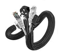 Romon 6m Cubre Cables, 13-22 mm Expandible Trenzada Funda Cables, Auto-Cierre Ocultar Organizador Cable, Esconde Cables para TV PC Office Cine, Proteja al Perro Gato de los Cables de Masticación